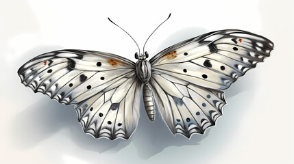 Stunning butterfly on an white backgrund realistic but a little bit fluffy