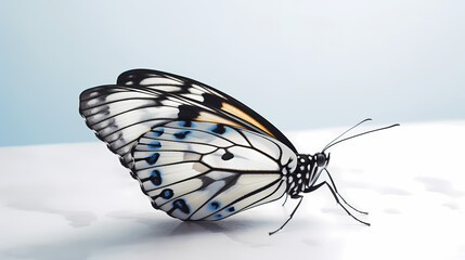 Naklejka na ściany i meble Stunning butterfly on an white backgrund realistic but a little bit fluffy