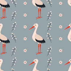 Pattern with stork bird.