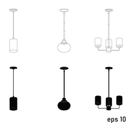 Modern Drum Lighting Chandelier vector icon, modern drum  3-light