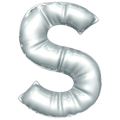 Silver balloon font 3d rendering, letter S