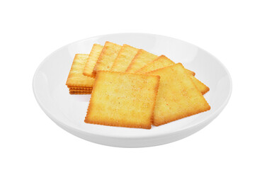 Cracker in plate on transparent png
