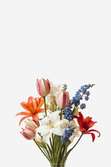 Floral Tribute: Vibrant American Flag Color Flowers on an Isolated White Background