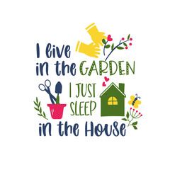 Gardening hand written lettering Mental health quote. Modern typographic slogan. Vector illustration