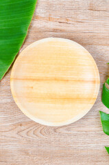 The Kitchenware made from dried betel nut leaf palm, natural material. The Green product eco friendly concept.