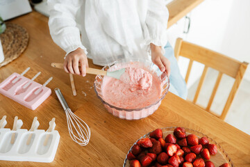 Homemade ice cream. Summer athmosphere