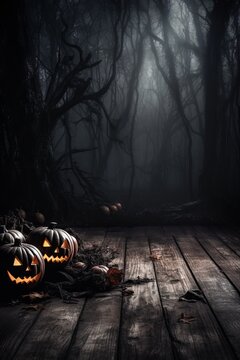 Spooky halloween background with copy space. Generative AI