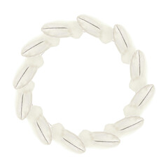 Hand painted watercolor white feather wreath, round border