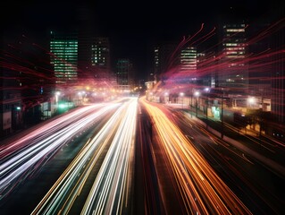 Fototapeta na wymiar Rush Hour: Blurred City Lights Abstract Background
