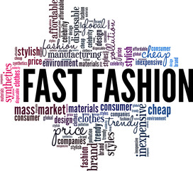 Fototapeta premium Fast Fashion word cloud conceptual design isolated on white background.