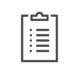 Clipboard related icon outline and linear symbol.