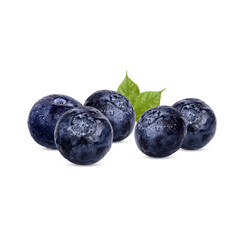 Fresh blueberry with drops isolated on white background