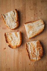 High angle shot of four slices of toast fresh from the toaster for breakfast