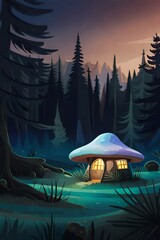 sunset in the forest