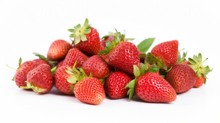Leckere Erdbeeren vor weissem Hintergrund, generative KI