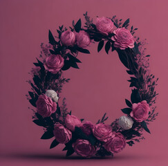 frame with roses generated ai