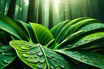 green leaves background Generated AI