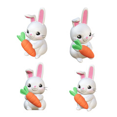 rabbit holding carrot 3D, easter