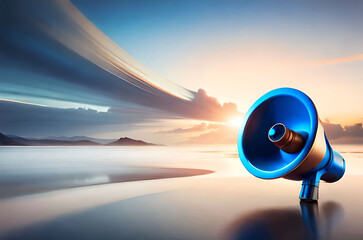 megaphone on blue sky background generative ai