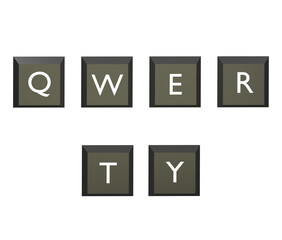 3d illustration of qwerty words, keyboard buttons qwerty, 3d render.