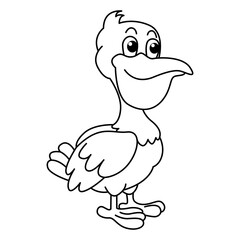 Funny pelican cartoon coloring page