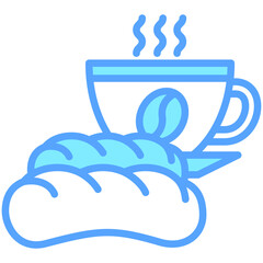 bread and coffee, breakfast food courts vector icons for web design, app, banner, flyer and digital marketing.