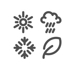 Four seasons and day parts related icon outline and linear symbol.	
