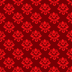 Damask seamless vector pattern classic vintage damask ornament.
