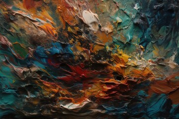 Fototapeta na wymiar abstract painting with irregular, textured brushstrokes.