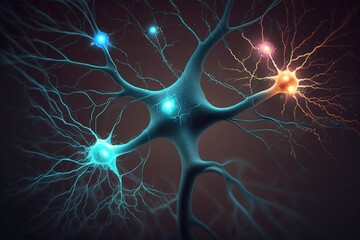 Neuron cell with glowing neuron cells