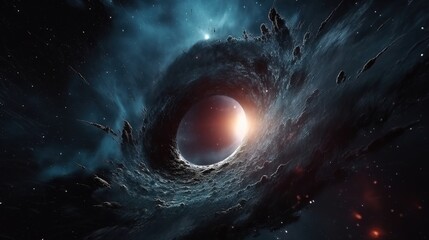 Black hole in space. AI generation