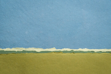 abstract landscape in blue and green tones - a collection of handmade rag papers