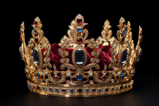 Illustration of a regal monarch's crown. Generative AI. 