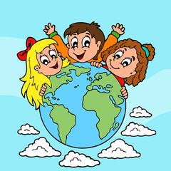 children around the world, flat design world children's day celebration