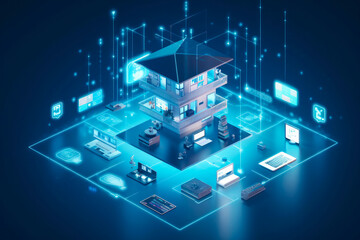 Modern smart home management system using augmented reality. Smart building. Generative AI