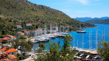 Marinas and nature scenery on the Aegean coast of Turkey