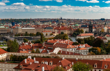 Fototapeta na wymiar Cityscape of Prague with red roofs, Czech Republic, Europe. beautiful view