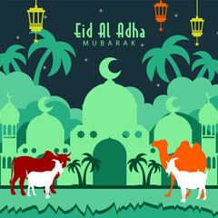 Obraz na płótnie Canvas Free vector background for eid al-adha celebration
