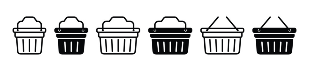 Shopping basket icon vector. Basket icons set in thin line and flat style for apps and websites. Vector illustration