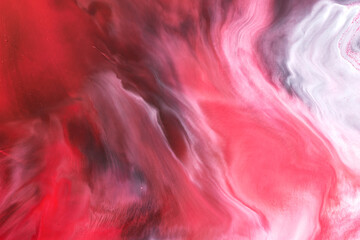 Plakat Abstract creative background liquid art, contrast paint stains and blots, red alcohol ink