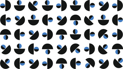 Trendy Bauhaus geometric pattern, vector background. Multicolored geometry abstract print design with rectangles, squares and circles. Op art, neo geometry. 