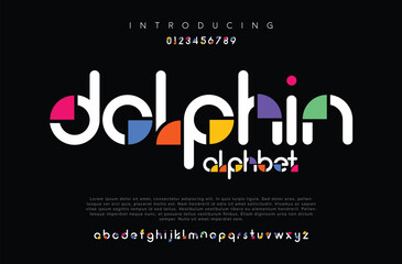 Dolphin alphabet abstract colour dots logo font alphabet minimal modern urban fonts for logo design