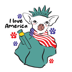 Illuatration dog with american flag vector