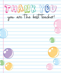 Thank you teacher card background cute notebook