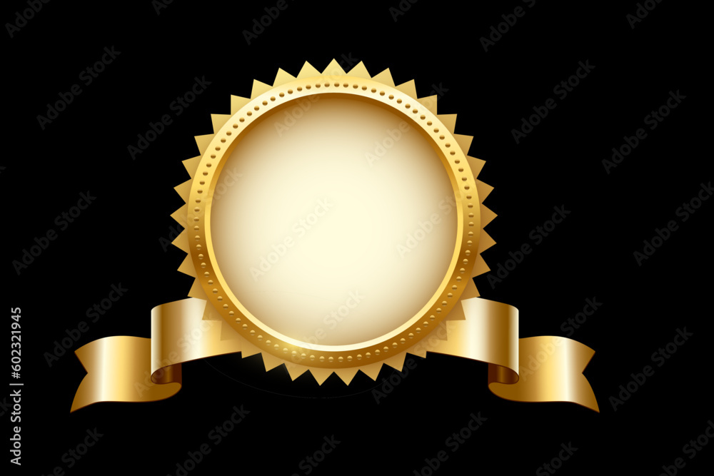Canvas Prints gold circle frame and ribbon with shine and sparkle light effect vector illustration. realistic 3d g