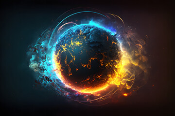 Abstract Earth Explode In Neon Color