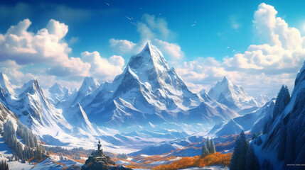 Bright clean white snowy mountain. AI generative