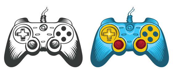 video gamepad illustration set 