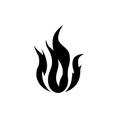 fire logo black white silhouette flat design isolated white background