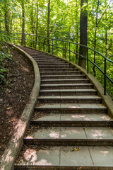 Obraz premium Stairs to an bservation platform in Macocha abbys, Czech Republic